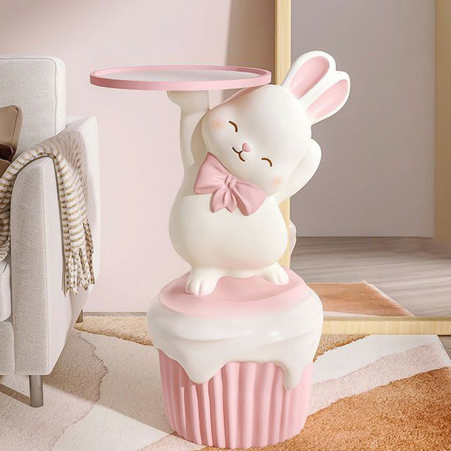 Contemporary Creative Cartoon Rabbit Resin Side Table 1-Tray For Living ...
