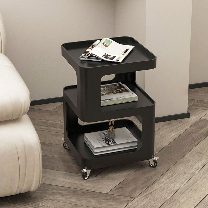 Contemporary Simplicity Square Iron Movable Side Table 3-Tier Storage ...