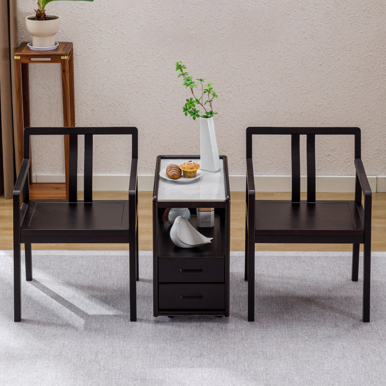 Traditional Vintage Square Tabletop Solid Wood Rock Slab Side Table 1 ...