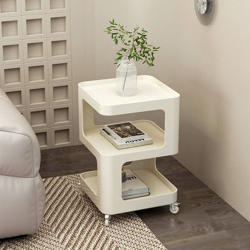 Contemporary Simplicity Square Iron Movable Side Table 3-Tier Storage ...
