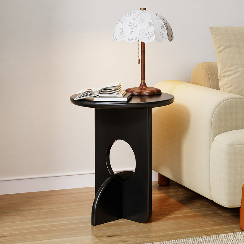 Contemporary Nordic Round Oak Solid Wood Side Table 1 - Tier For Living ...