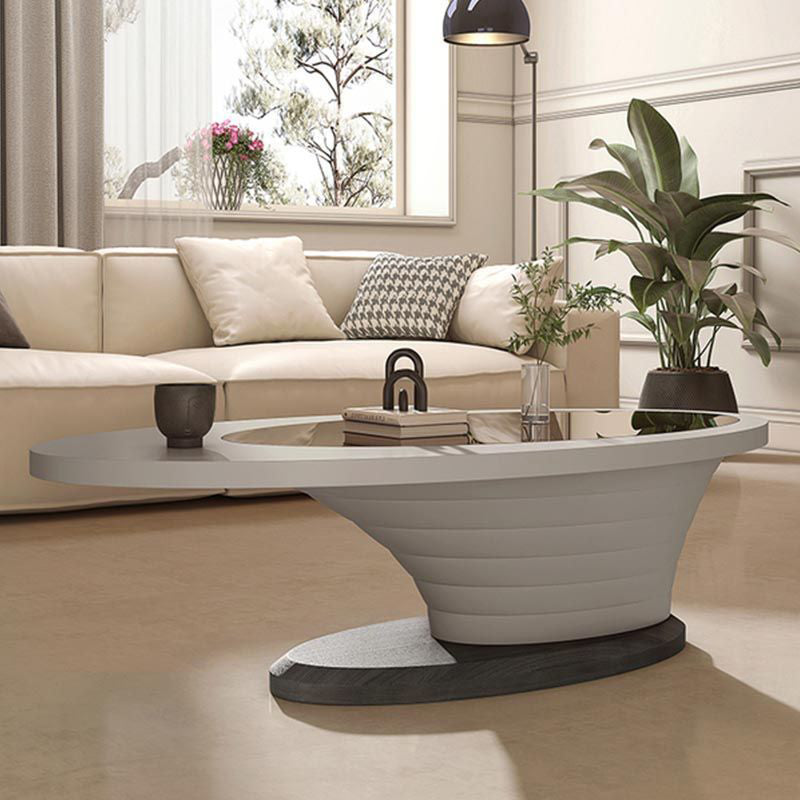 Modern Luxury Oval Glass Density Fiberboard Top Coffee Table For Living ...