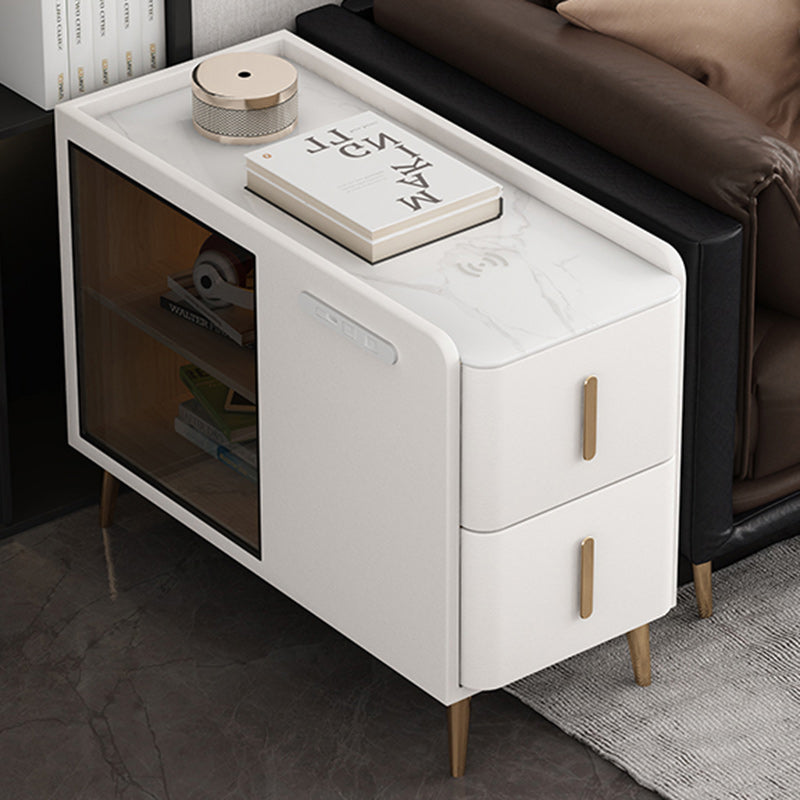 Modern Simplicity Rectangular Leather Solid Wood Slab Side Table 2 ...