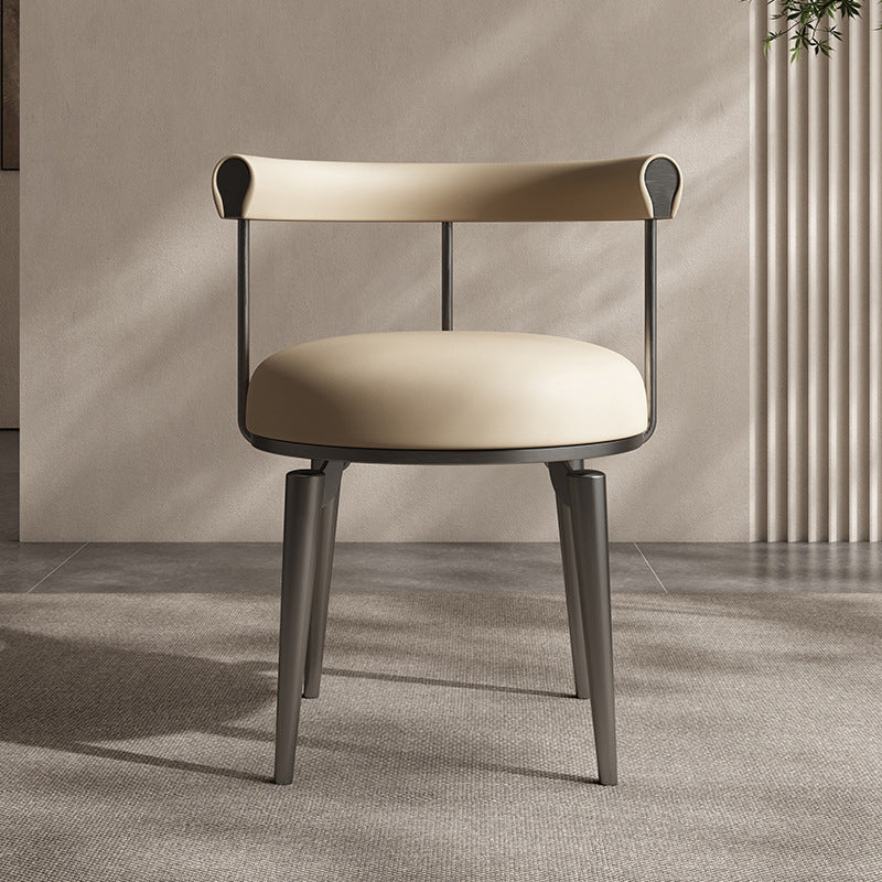 Contemporary Nordic Round Upholstered Leather Stainless Steel Dining ...