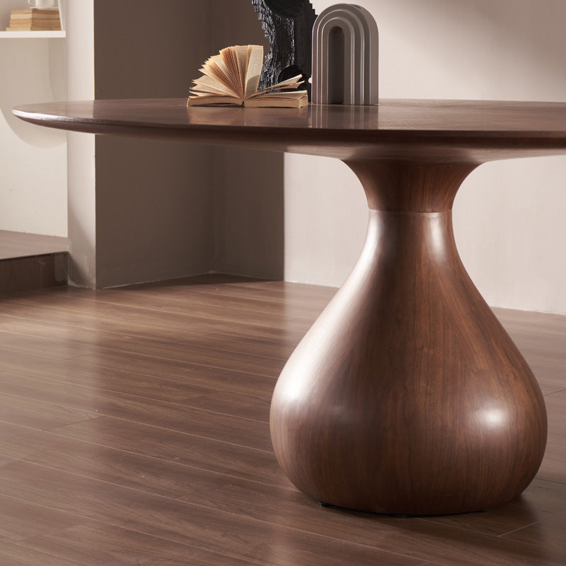 Traditional Vintage Round Oak Solid Wood Dining Table For Dining Room