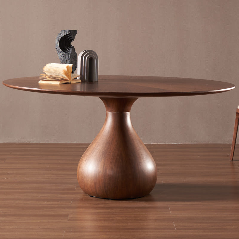 Traditional Vintage Round Oak Solid Wood Dining Table For Dining Room